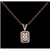 Image 1 : 1.32ctw Diamond Pendant With Chain - 14KT Rose Gold