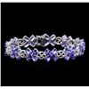 Image 1 : 20.51ctw Tanzanite and Diamond Bracelet - 14KT White Gold