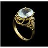 Image 4 : 3.55ct Aquamarine and Diamond Ring - 14KT Yellow Gold