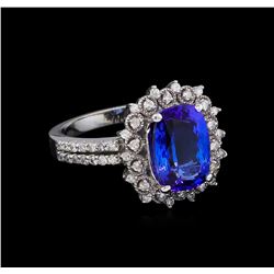 3.91ct Tanzanite and Diamond Ring - 14KT White Gold
