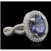 Image 1 : 14KT White Gold 3.21ct Tanzanite and Diamond Ring