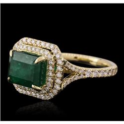 14KT Yellow Gold 2.63ct Emerald and Diamond Ring
