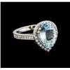 Image 1 : 2.94ct Aquamarine and Diamond Ring - 14KT White Gold