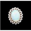 Image 2 : 9.92ct Opal and Diamond Ring - 14KT White Gold