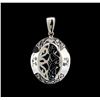 Image 2 : 15.00ct Blue Topaz and Diamond Pendant - 14KT White Gold