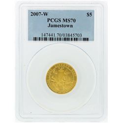 2007-W PCGS MS70 $5 Jamestown Gold Coin