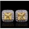 Image 2 : 18KT White Gold 2.00ctw Yellow Sapphire and Diamond Earrings