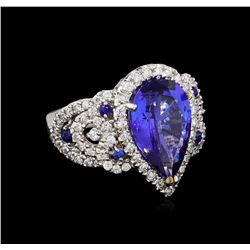 5.58ctw Multi Gemstone and Diamond Ring - 14KT White Gold