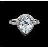 Image 2 : 4.13ct Aquamarine and Diamond Ring - 14KT White Gold