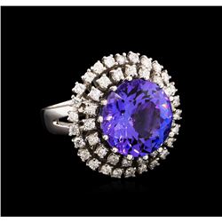13.60ct Tanzanite and Diamond Ring - 14KT White Gold
