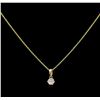 Image 1 : 0.10ctw Diamond Pendant With Chain - 14KT Yellow Gold