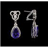 Image 2 : 8.65ctw Tanzanite and Diamond Earrings - 14KT White Gold