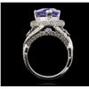 Image 3 : 14KT White Gold 7.40ct GIA Certified Tanzanite and Diamond Ring