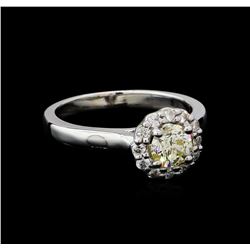 0.82ctw Light Yellow Diamond Ring - 14KT White Gold