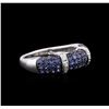 Image 1 : 10KT White Gold 1.06ctw Blue Sapphire and Diamond Ring