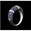 Image 3 : 10KT White Gold 1.06ctw Blue Sapphire and Diamond Ring