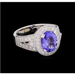 2.97ct Tanzanite and Diamond Ring - 14KT White Gold