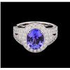 Image 2 : 2.97ct Tanzanite and Diamond Ring - 14KT White Gold