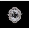 Image 2 : 14KT White Gold 5.13ct Aquamarine and Diamond Ring