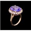 Image 4 : 10.30ct Tanzanite and Diamond Ring - 14KT Rose Gold