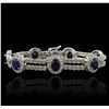 Image 1 : 14KT White Gold 8.54ctw Sapphire and Diamond Bracelet