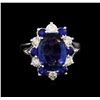 Image 2 : 4.70ct Tanzanite, Sapphire and Diamond Ring - 14KT White Gold