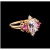 Image 1 : 2.40ct Kunzite, Tourmaline and Diamond Ring - 14KT Rose Gold