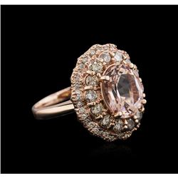 14KT Rose Gold 3.13ct Morganite and Diamond Ring