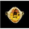Image 2 : 4.94ct Citrine and Diamond Ring - 14KT Yellow Gold