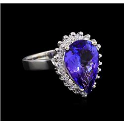 4.74ct Tanzanite and Diamond Ring - 14KT White Gold