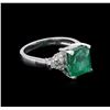 Image 1 : 3.23ct Emerald and Diamond Ring - 14KT White Gold