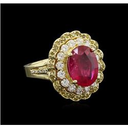 5.85ct Ruby and Diamond Ring - 14KT Yellow Gold