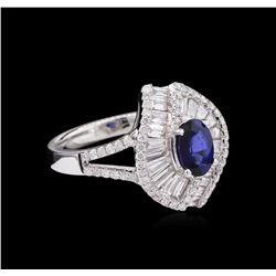 14KT White Gold 1.01ct Sapphire and Diamond Ring