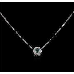 0.15ct Emerald and Diamond Pendant With Chain - 14KT White Gold