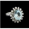 Image 1 : 4.3ct Aquamarine and Diamond Ring - 14KT White Gold
