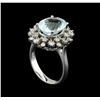 Image 4 : 4.3ct Aquamarine and Diamond Ring - 14KT White Gold