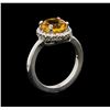Image 3 : 14KT White Gold 2.35ct Citrine and Diamond Ring