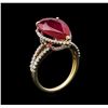 Image 3 : 14KT Yellow Gold 5.42ct Ruby and Diamond Ring