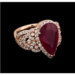 5.35ct Ruby and Diamond Ring - 14KT Rose Gold