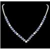 Image 2 : 14KT White Gold 11.52ctw Tanzanite and Diamond Necklace