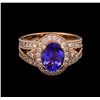 Image 2 : 2.00ct Tanzanite and Diamond Ring - 14KT Rose Gold