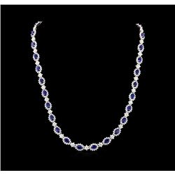 16.81ctw Blue Sapphire and Diamond Necklace - 14KT White Gold