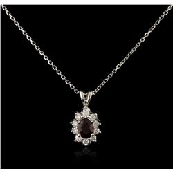 14KT White Gold 0.66ct Ruby and Diamond Pendant With Chain