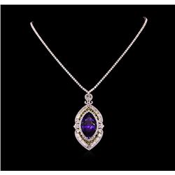 18KT White Gold 33.29ct Tanzanite and Diamond Necklace