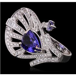 18KT White Gold 6.20ctw Tanzanite and Diamond Ring