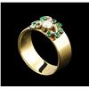 Image 4 : 0.34ctw Diamond and Emerald Ring - 14KT Rose Gold
