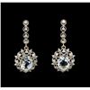 Image 1 : 5.18ctw Aquamarine and Diamond Dangle Earrings - 14KT Yellow Gold