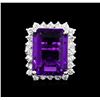 Image 2 : 12.56ct Amethyst and Diamond Ring - 14KT White Gold