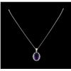 Image 1 : 7.88ct Amethyst and Diamond Pendant With Chain - 14KT White Gold