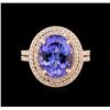 Image 2 : 4.92ct Tanzanite and Diamond Ring - 14KT Rose Gold